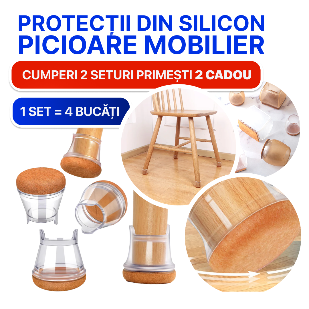 Protecții din Silicon pentru Picioarele Mobilierului – 2 Seturi + 2 Seturi Cadou