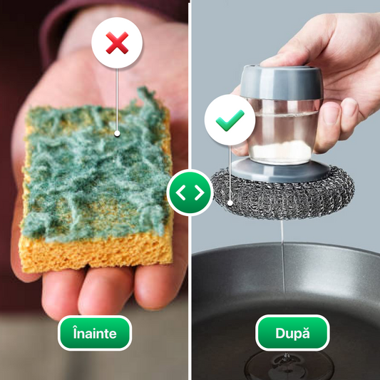 🧽 Burete de Sârmă Multifuncțional cu Dispenser - 1+1 Cadou