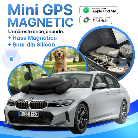 Mini GPS Tracker + Husă Magnetică + Șnur din Silicon