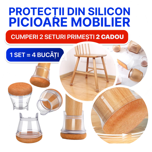 Protecții din Silicon pentru Picioarele Mobilierului – 2 Seturi + 2 Seturi Cadou