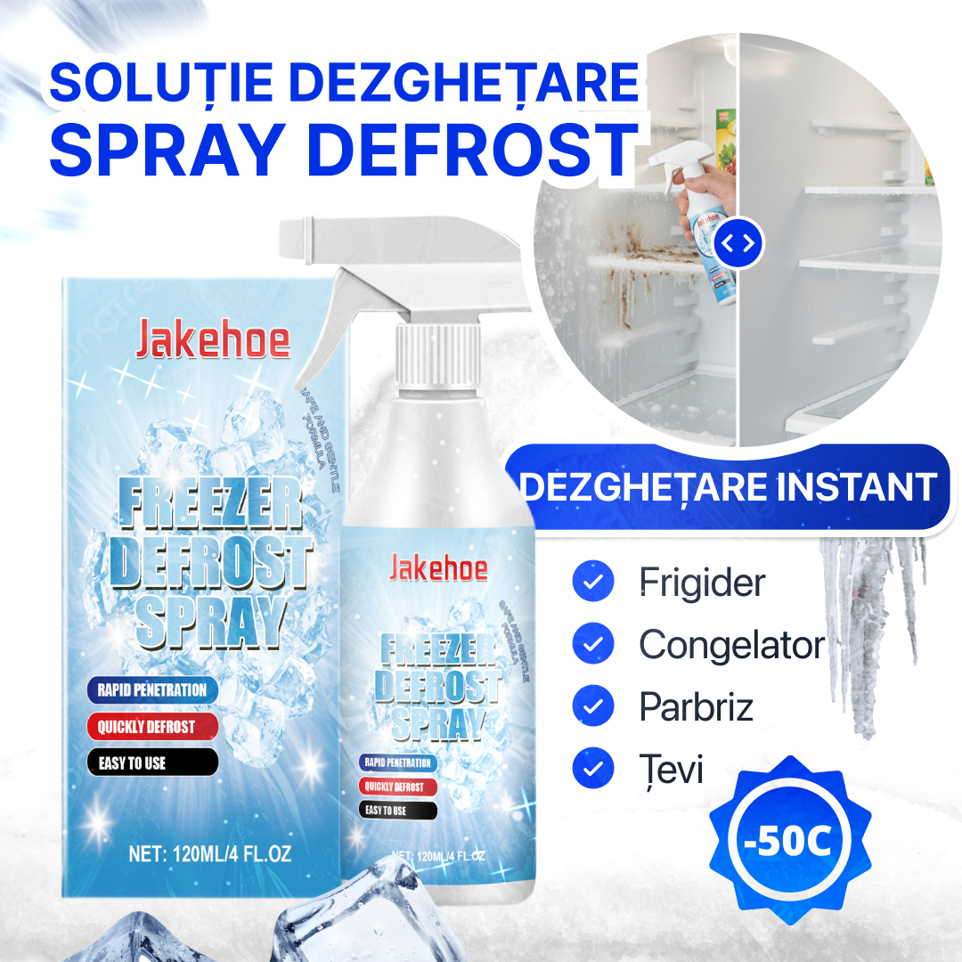 Spray Defrost – Dezghețare Instant pentru Frigider, Congelator, Țevi și Parbriz