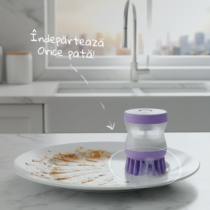 Perie de vase cu rezervor pentru detergent – 2 + 2 Gratis