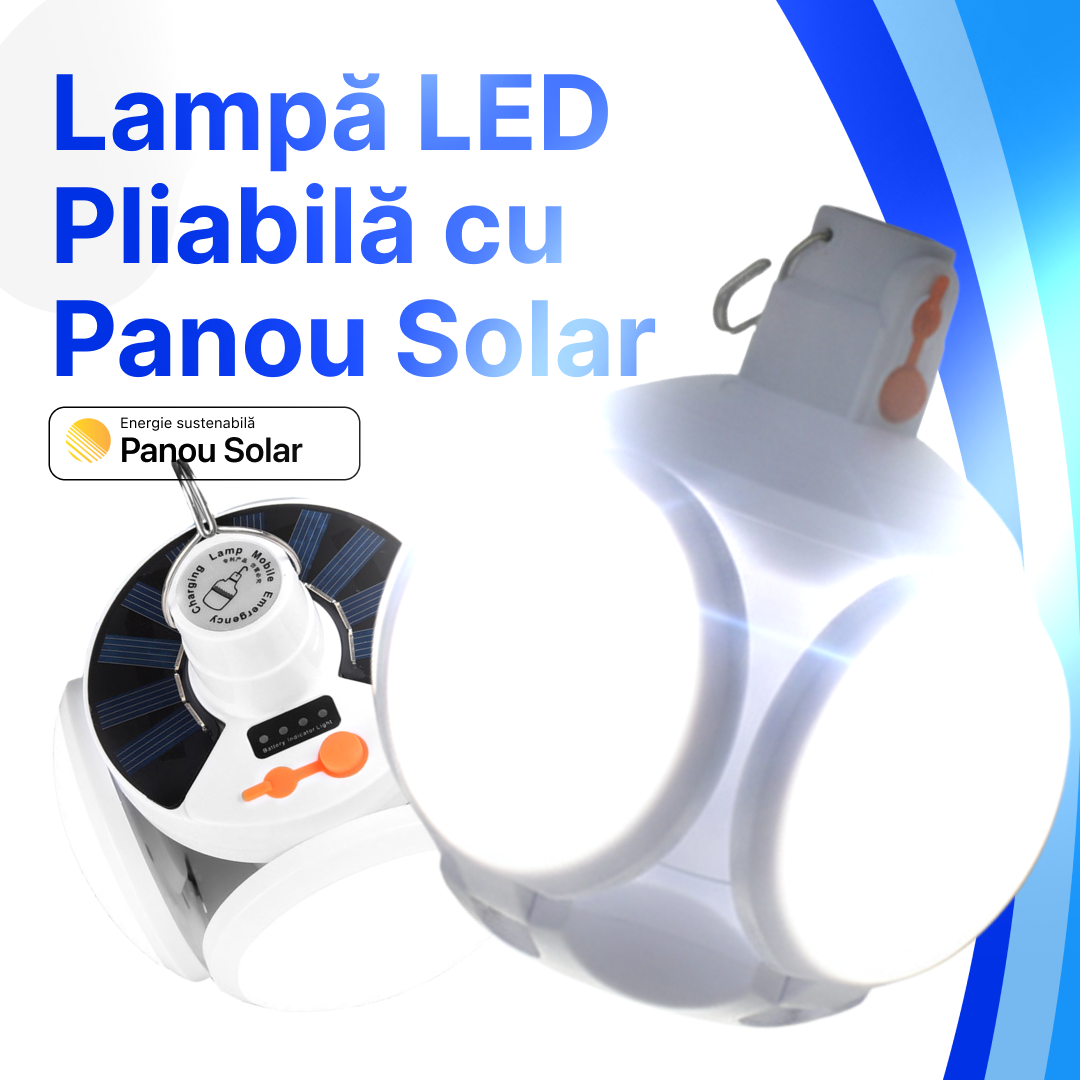 Lampă LED Solară Pliabilă 2-în-1
