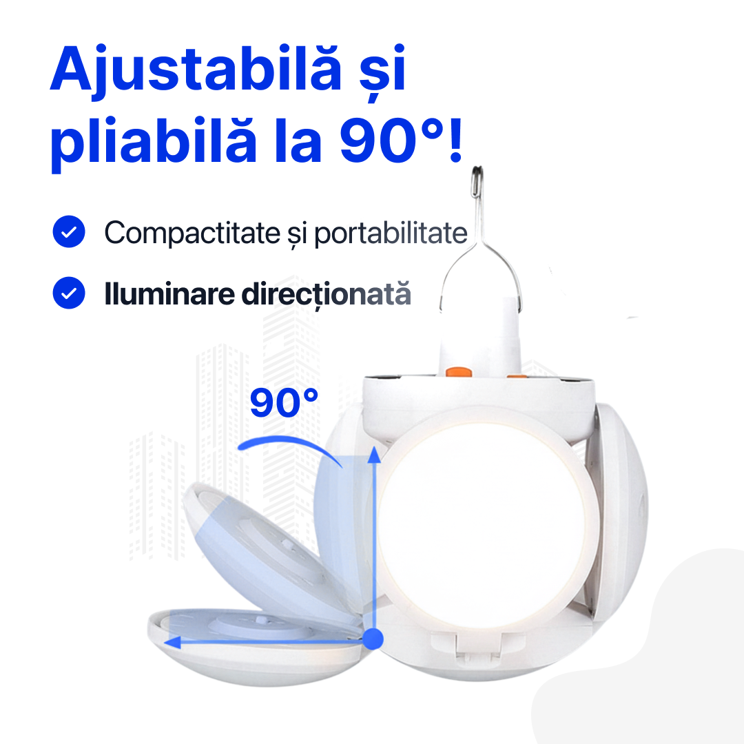 Lampă LED Solară Pliabilă 2-în-1