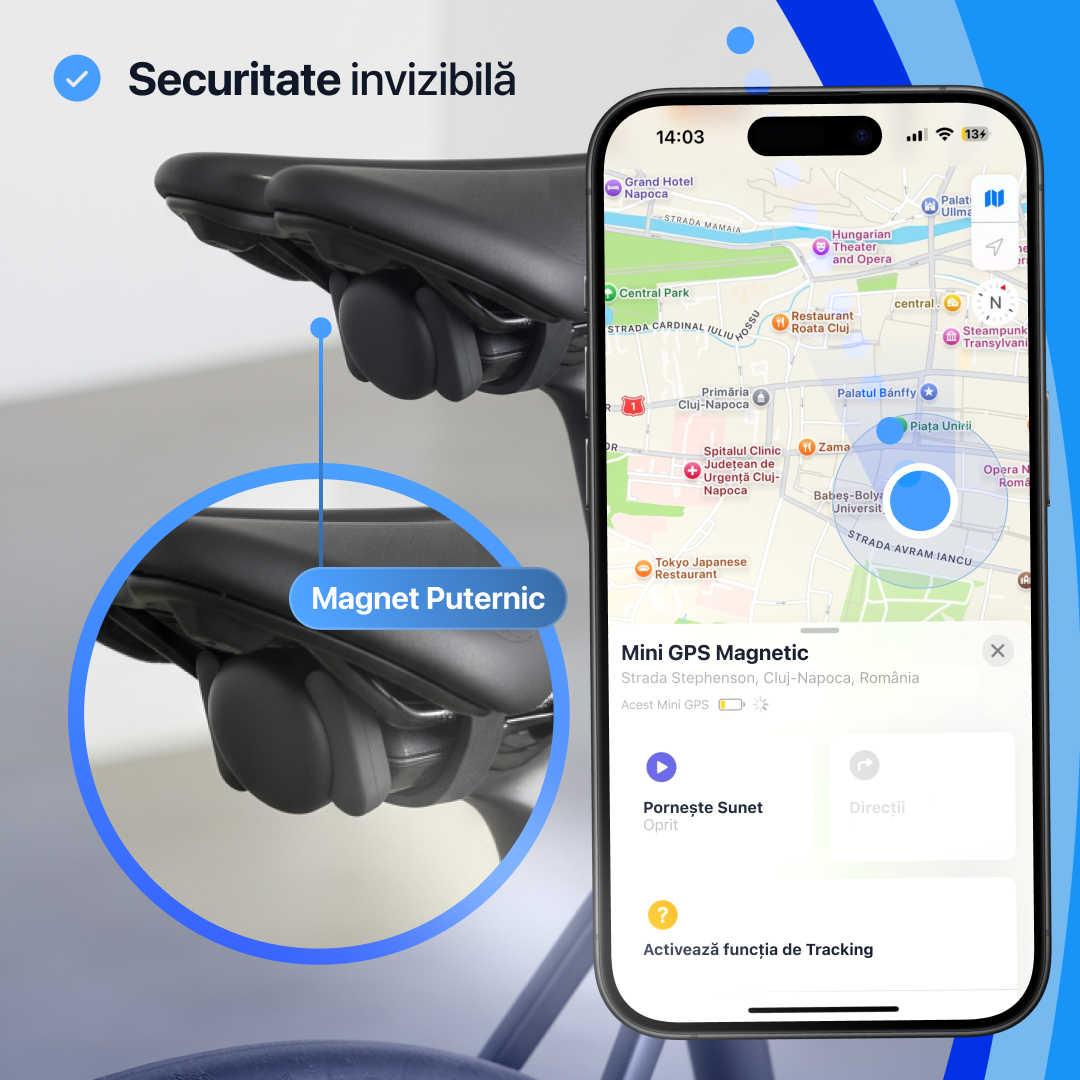 Mini GPS Tracker + Husă Magnetică + Șnur din Silicon