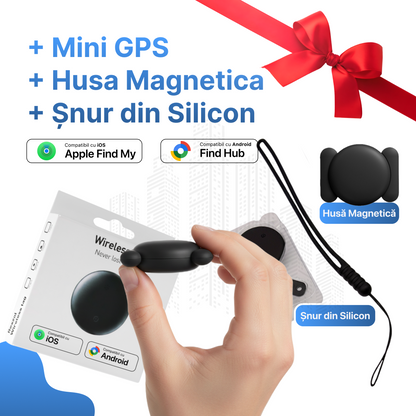 Mini GPS Tracker + Husă Magnetică + Șnur din Silicon